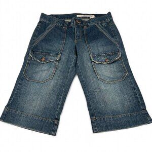 Dark Wash Capri Jeans Lace Pocket Detail Size XXS Fairy Y2K Unique